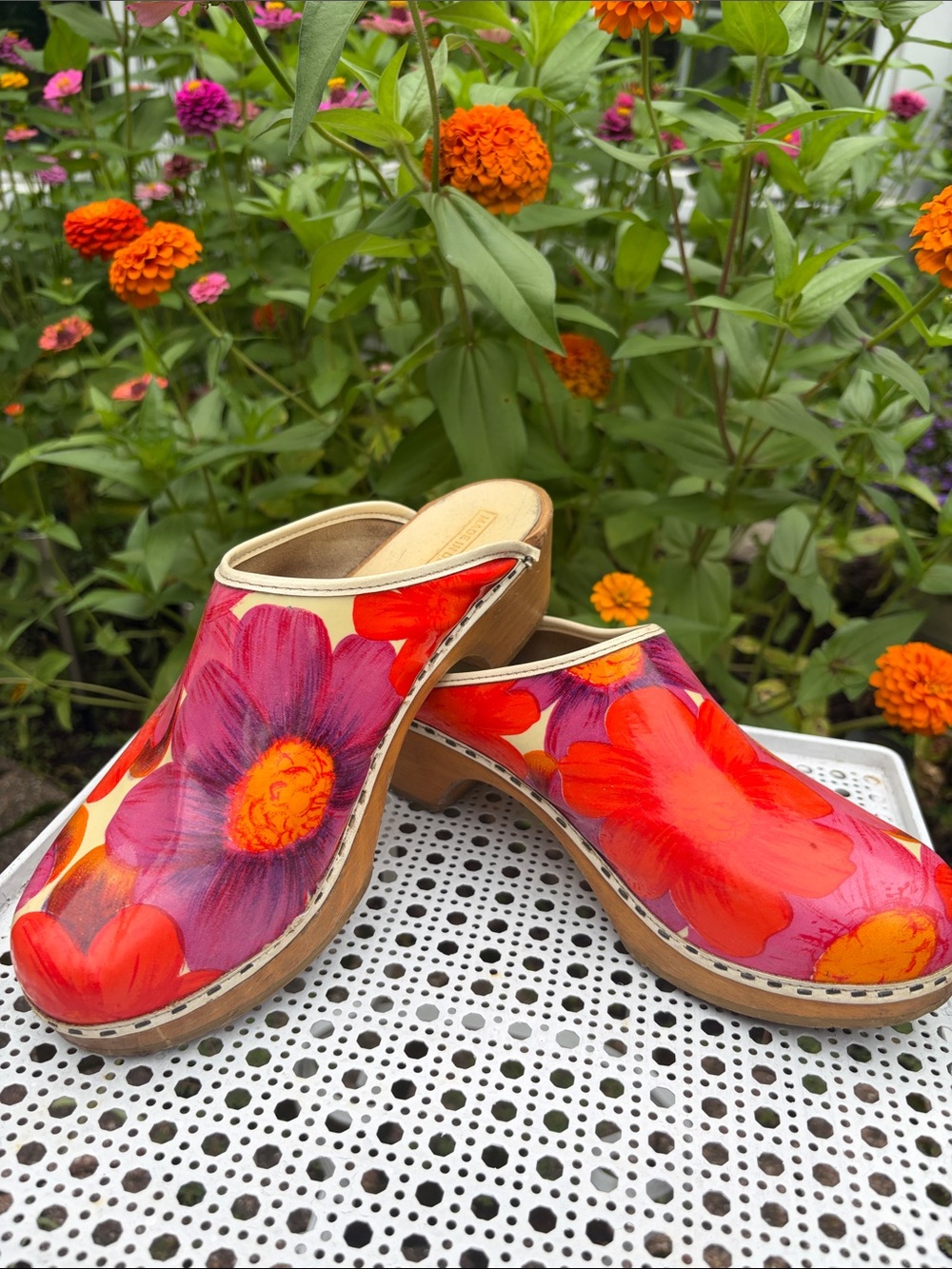 🌺 🌸True Vintage 1970’s Floral Made in Denmark Women's Clogs Size 38